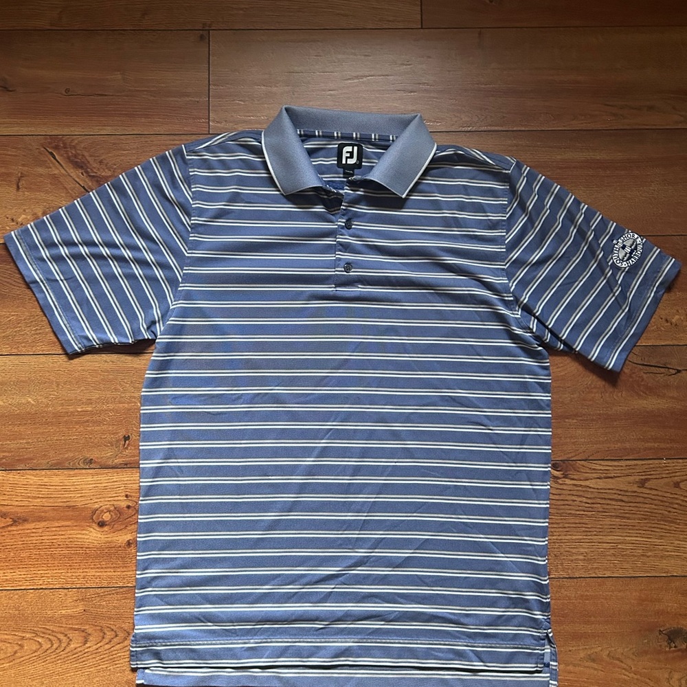 FootJoy Navy and White Striped Golf Shirt